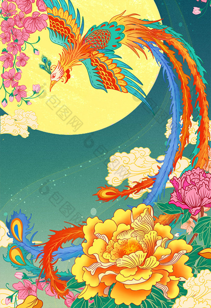 妙笔生花凤凰戏花牡丹花春暖花开