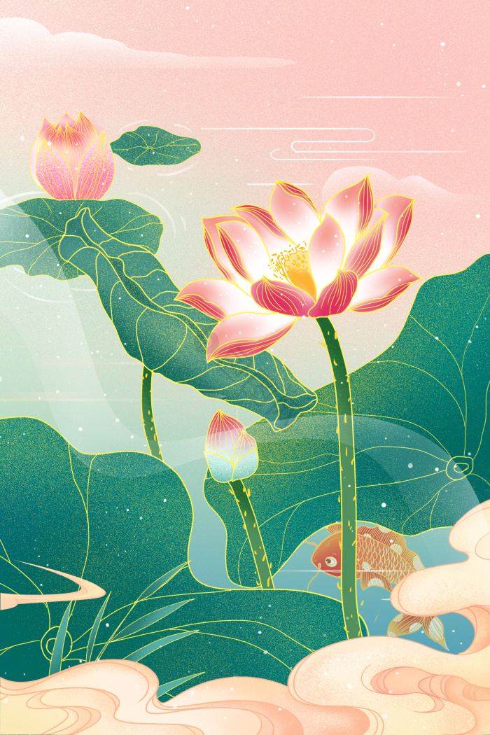 荷花插画图片下载-包图网