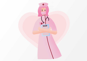 卡通医护人员护士救助治疗听诊器元素