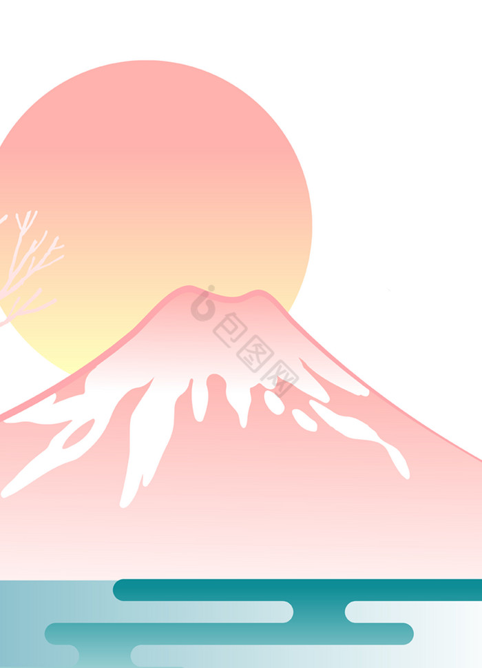 日式小清新风景火山门帘图片