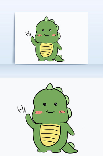 卡通可爱小恐龙打招呼之静态表情包手机配图