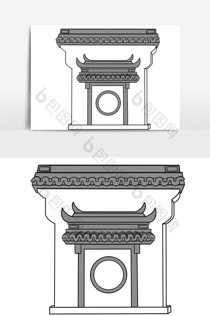 徽派房檐大门建筑小图片图片