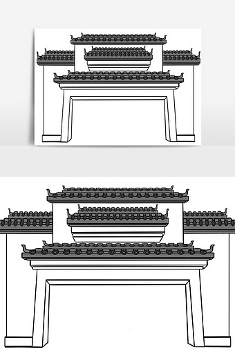 徽州元素手绘图案图片