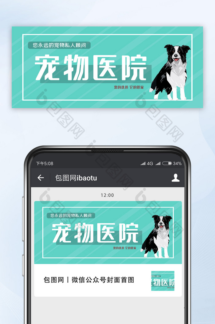 动物医院宠物健康关爱卡通狗狗公众号首图