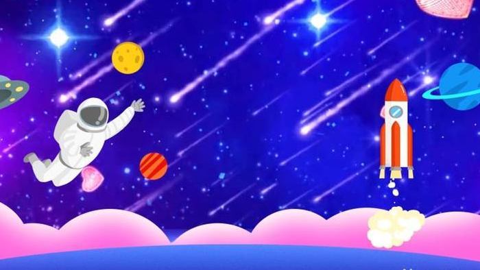 简洁卡通宇航员星空背景视频