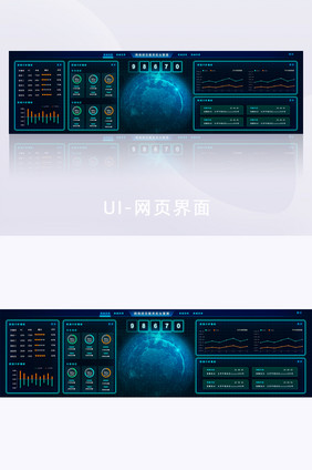 绿色网络数据管理后台化大数据大屏界面