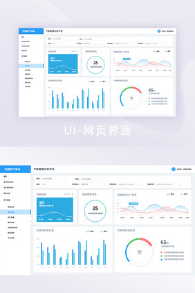 蓝色零售业数据可视化监测网页界面