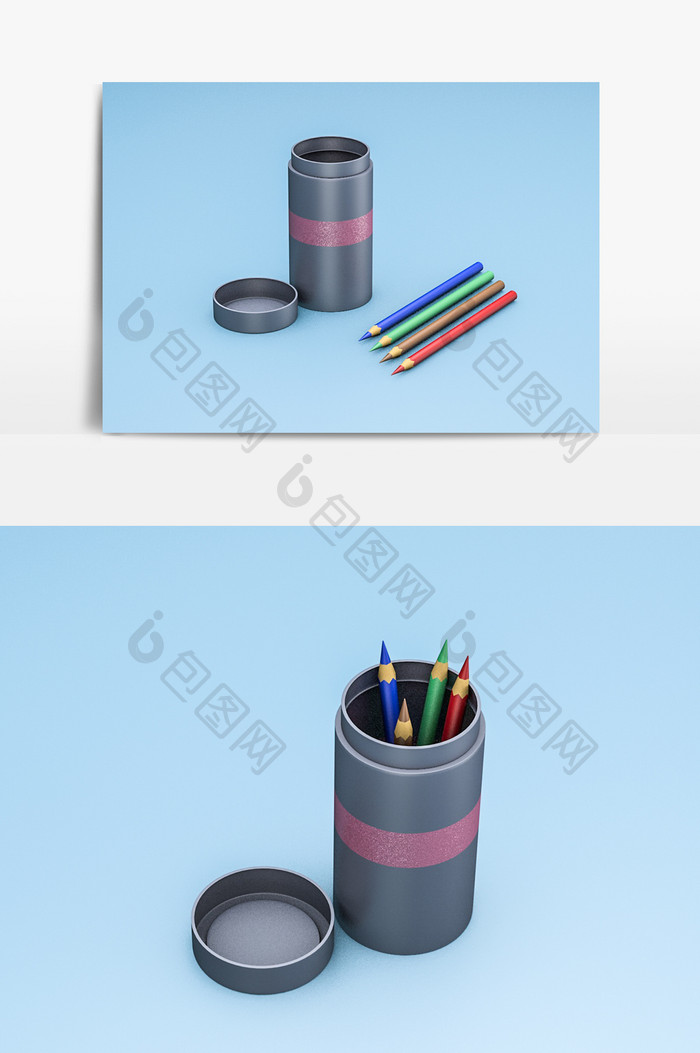 彩色铅笔C4D模型