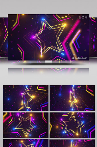 五角星形状轮廓星光动画循环视频素材图片