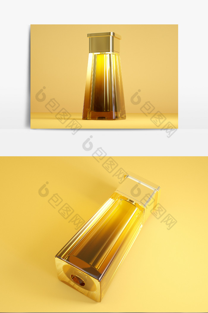 C4D立体模型金色瓶子美妆彩妆化妆品图片图片