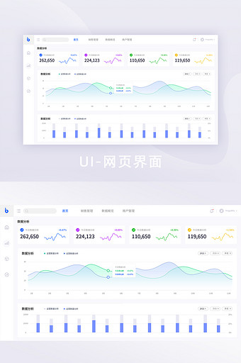 白色扁平化简约可视化后台UI网页界面图片