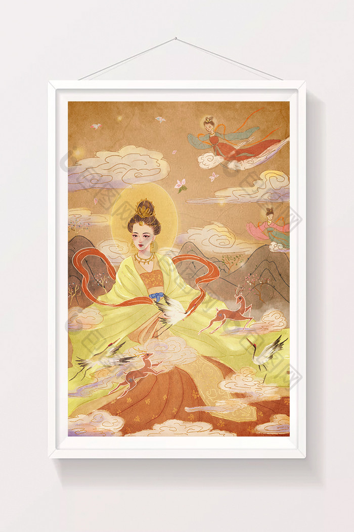 中国风古风敦煌主题女神插画