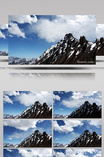 4K实拍雪山蓝天白云延时摄影图片