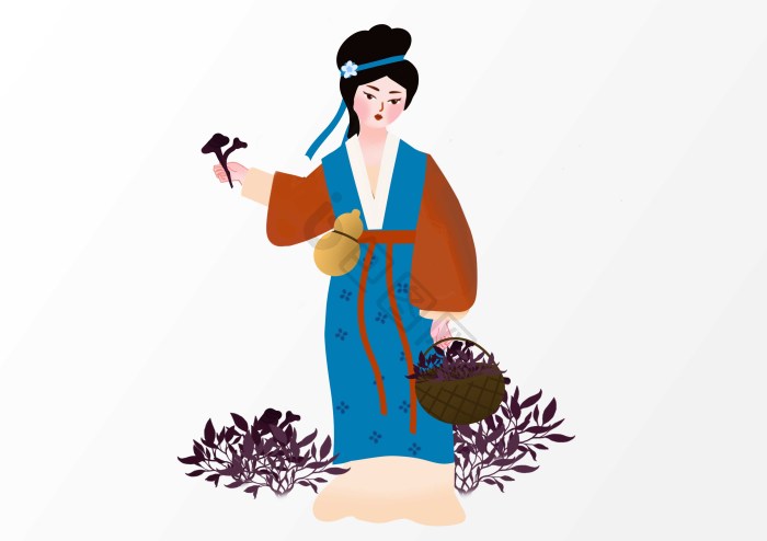 古代医生中医采药研磨中草药