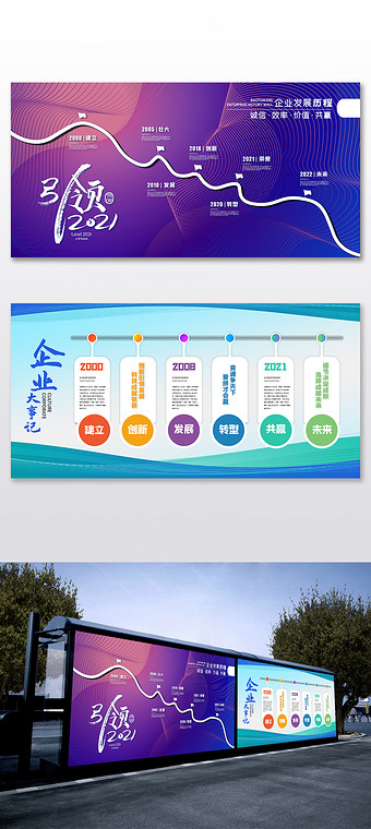 科技风企业发展历程展板二件套