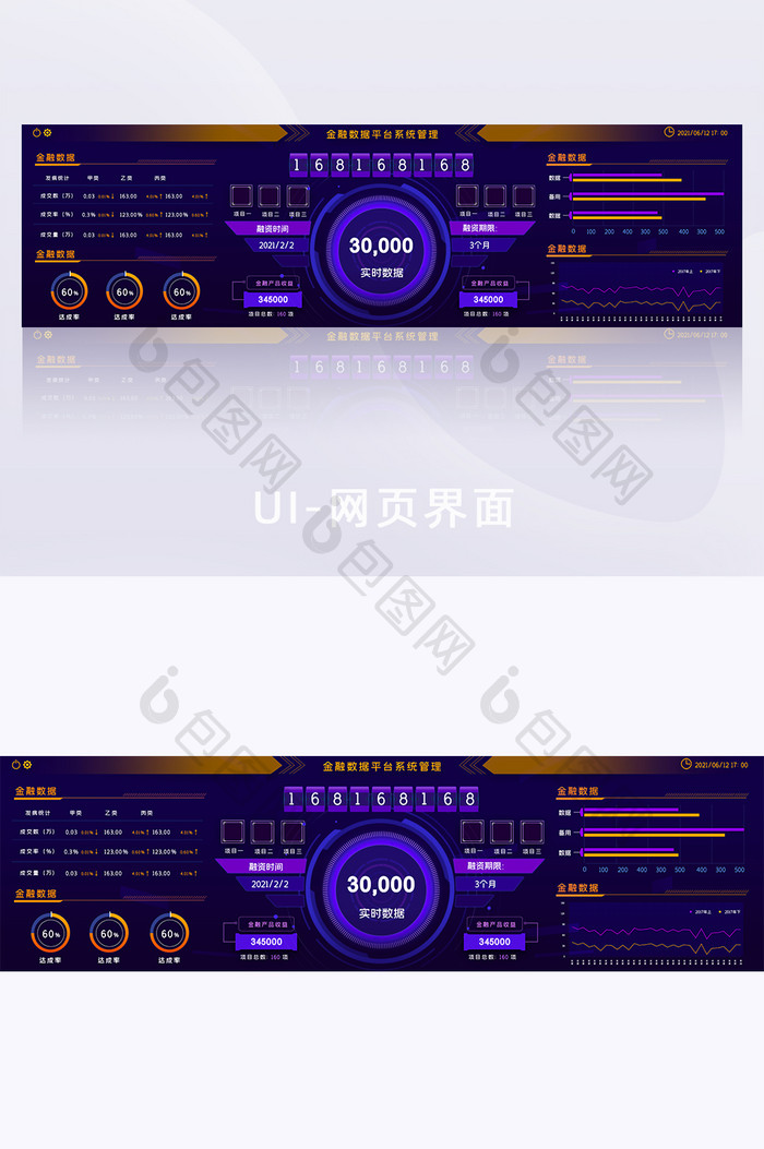 金融融资理财科技可视化网页大屏数据界面