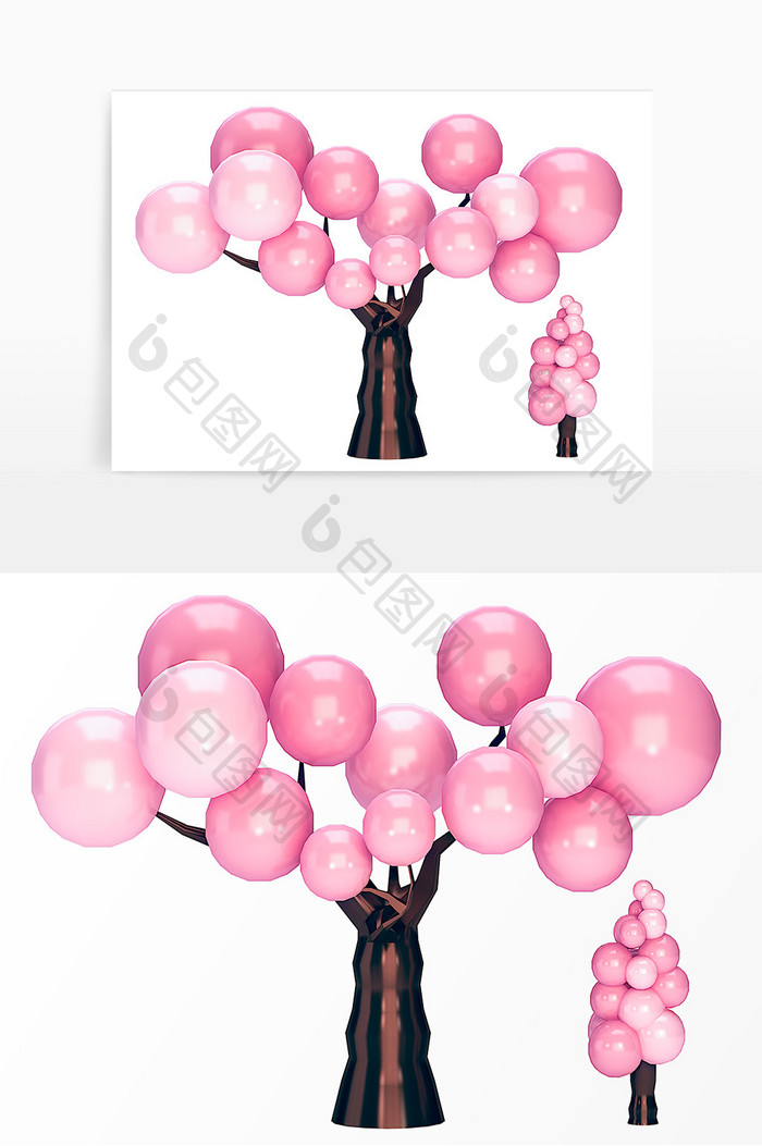 浪漫粉色系节日促销活动C4D装饰元素