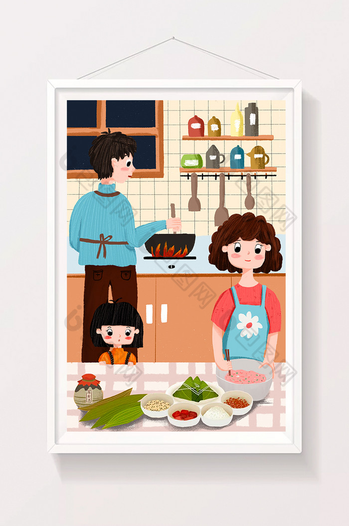 温馨一家人厨房图片
