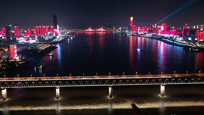 震撼4K武汉江汉路夜景超清实拍