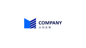 蓝色几何拼接字母M形logo