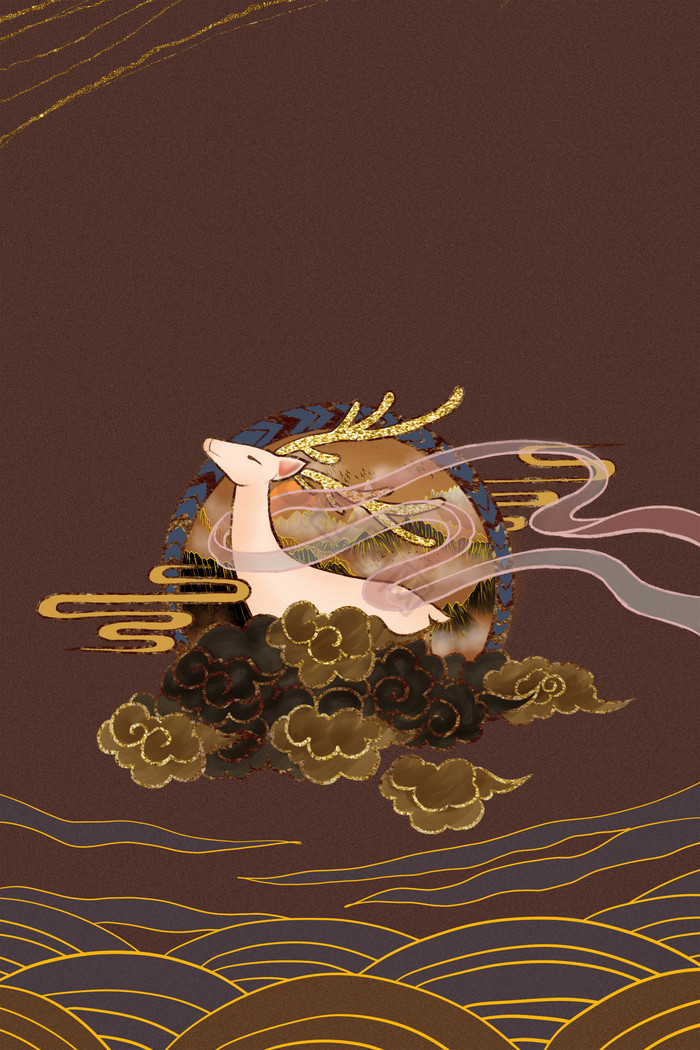 插画敦煌壁画鹿