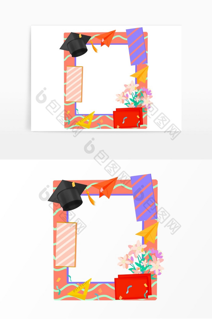 毕业季拍照边框装饰图案元素