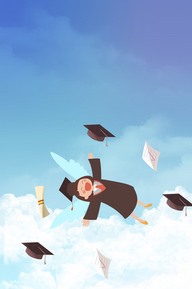 毕业季毕业生博士帽