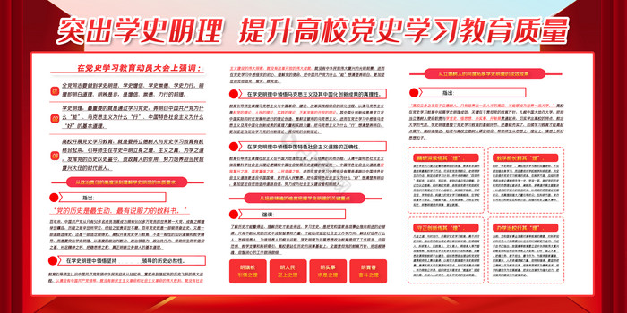 中国红突出学史明理党建展板二件套图片