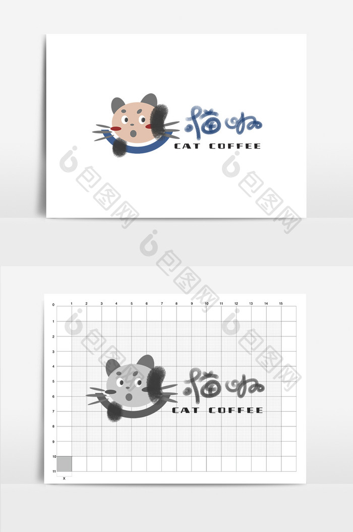 可爱猫咪猫咖店铺logo设计