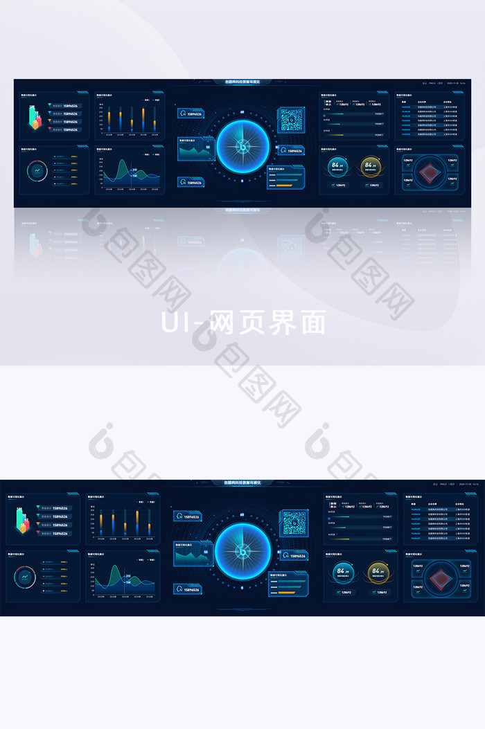 科技感数据可视化超级大屏图表展示