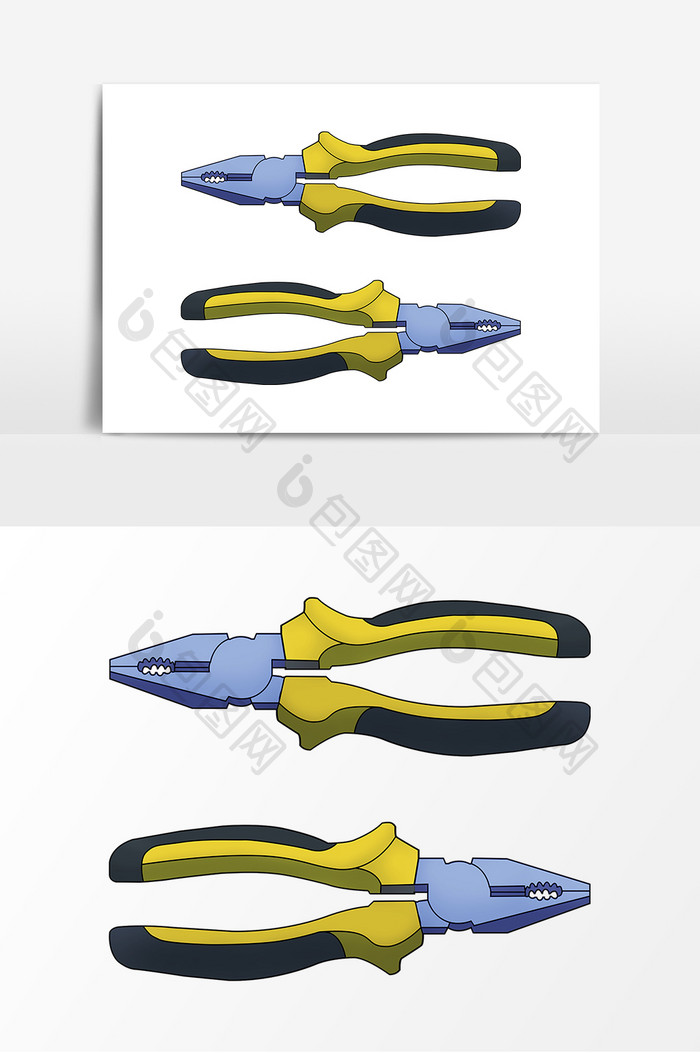 卡通老虎钳工具装饰元素