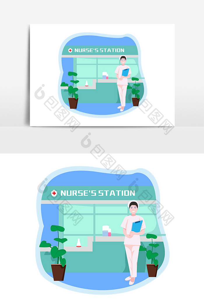 蓝色科技医疗急诊制度牌矢量海报插图