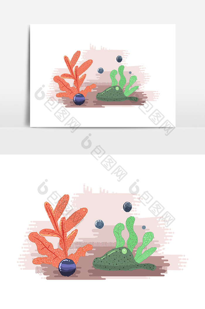 红色珊瑚水草元素浪漫海洋