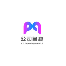 蓝紫色简约M字母娱乐休闲行业logo