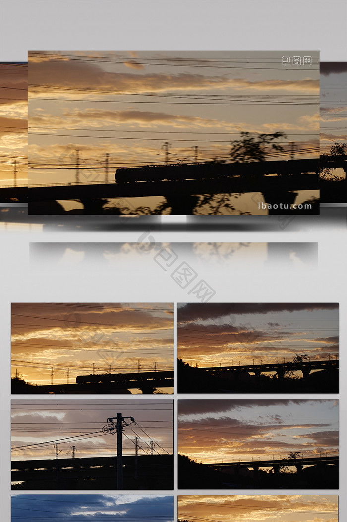 实拍4K夕阳西下火车过铁路大桥视频素材