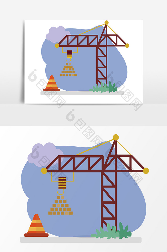 扁平化安全施工小心塔吊元素