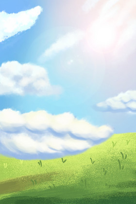 蓝色天空绿色草地背景