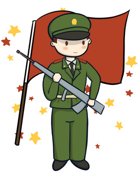 绿色中国风中国守卫军人元素