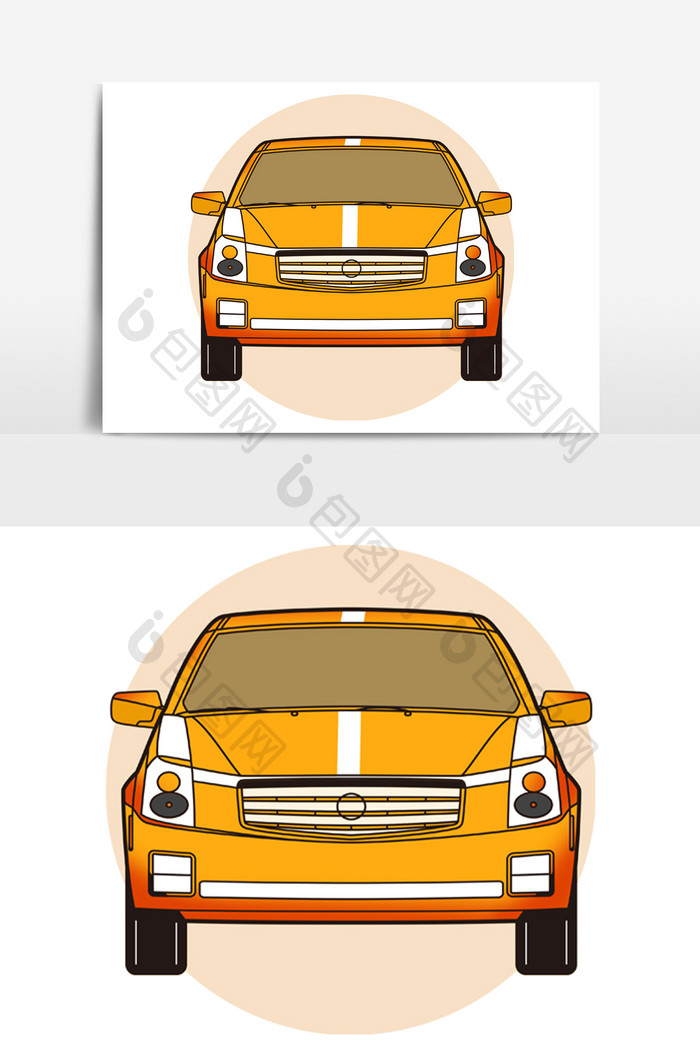 手绘个性橙色汽车汽配元素