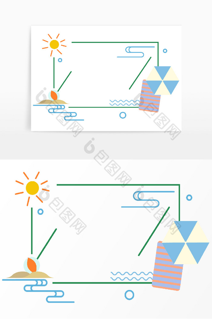 绿色卡通风标题框夏日元素