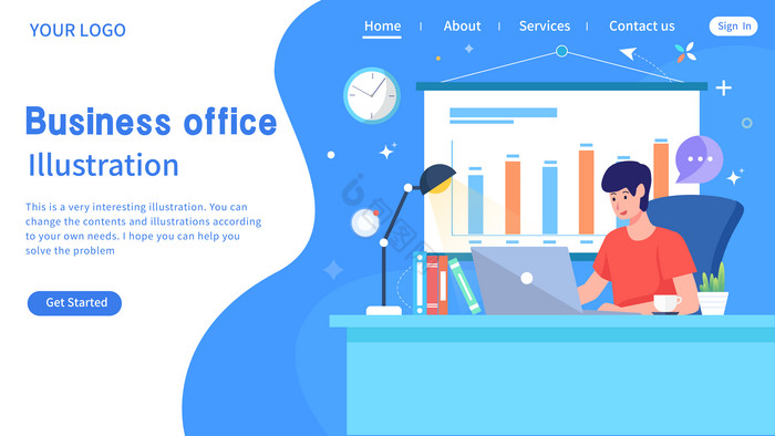 互联网办公高效工作ui插画图片