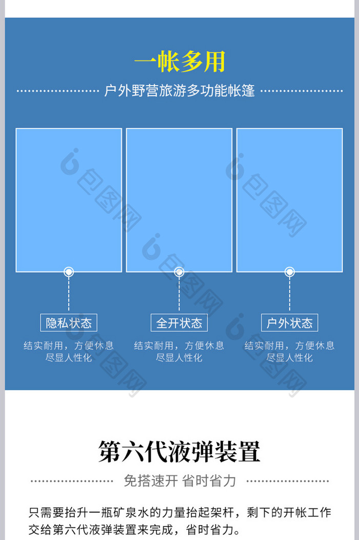 电商狂暑季大气户外露营帐篷详情页设计模板