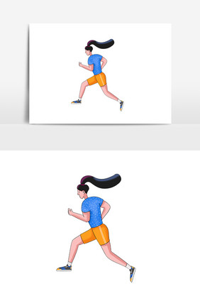 手绘运动体育跑步人物插画元素