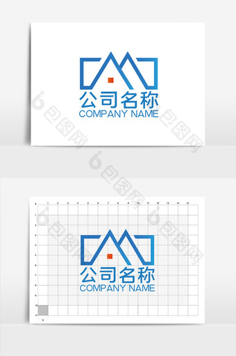 蓝色建筑民宿线条创意logo标志图片