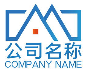 蓝色建筑民宿线条创意logo标志