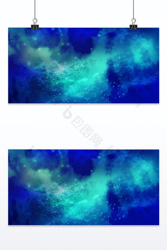 蓝色极光星云抽象宇宙背景空间图片