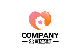 爱心房子元素组合通用logo