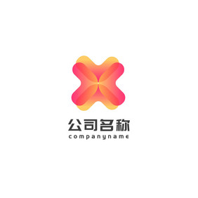 红色渐变简约x字母互联网行业通用logo