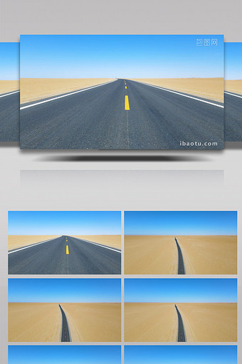 风景唯美沙漠公路道路4K航拍视频图片