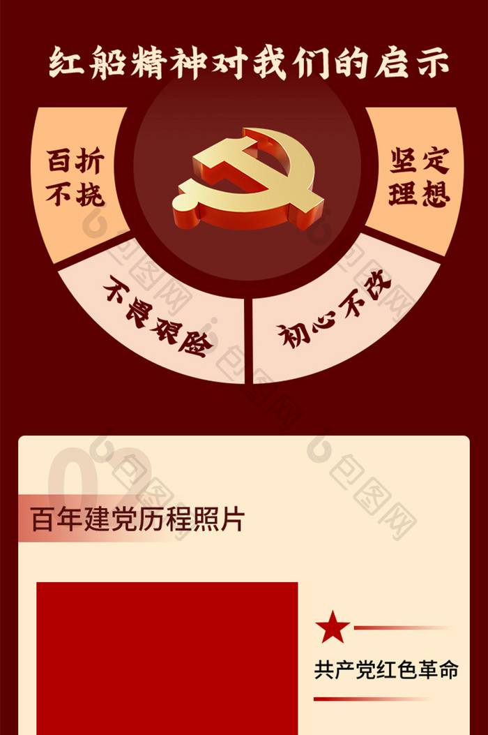 红色爱国百年建党历史记录信息长图